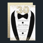 Invitación Black Tuxedo Suit Gold Mens 30 cumpleaños Fiesta<br><div class="desc">Black Tuxedo Suit Gold Mens 30th Birthday Party Invitación a la invitación y artículos coincidentes en nuestra tienda</div>