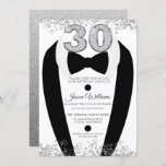 Invitación Black Tuxedo Suit Silver significa Fiesta de cumpl<br><div class="desc">Black Tuxedo Suit Silver Mens 30th Birthday Party Invitación Variaciones a la invitación y artículos coincidentes en nuestra tienda</div>