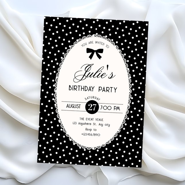 Invitación Black vintage birthday (Subido por el creador)