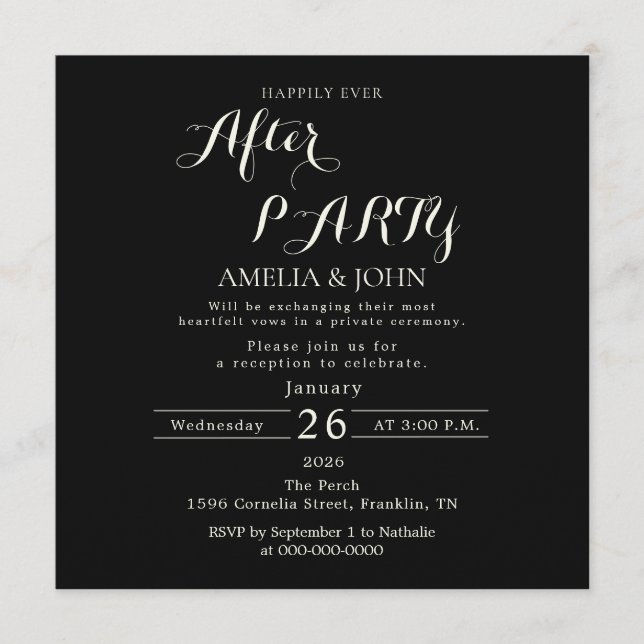 Invitación Black wedding invitation (Anverso)