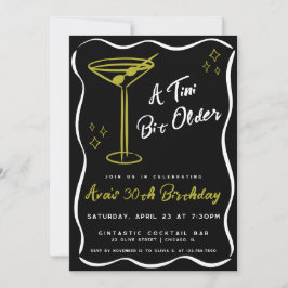 Invitación Black Whimsical Tini bit mayor Martini cumpleaños