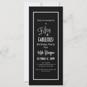 Invitación Black White 50 y FABULOUS Surprise Birthday Party