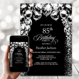 Invitación Black White Balloons 85th Birthday Party