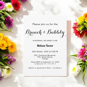 Invitación Black White Bridal Brunch Bubbly Classic