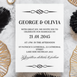 Invitación Black White Celtic Knot Arrow Wedding