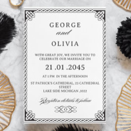 Invitación Black White Celtic Knot Wedding