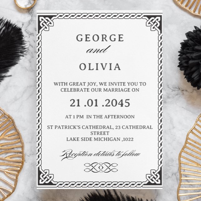 Invitación Black White Celtic Knot Wedding (Subido por el creador)