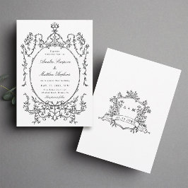 Invitación Black & White Classic Frame Wedding