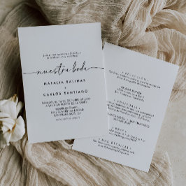 Invitación Black White Classic Front & Back Nuestra Boda