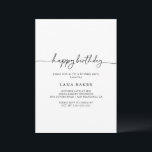Invitación Black White Classic Happy Birthday Party<br><div class="desc">This black white classic happy birthday party invitation is perfect for a modern event. The simple and elegant design features classic and fancy script typography in black and white.</div>