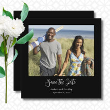 Black White Classic Photo QR Code Save the Date