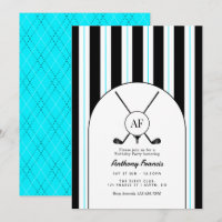 Black, White & Electric Blue Monograma Preppy Golf