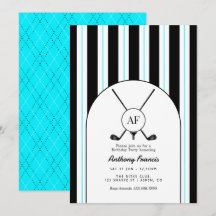 Black, White & Electric Blue Monograma Preppy Golf