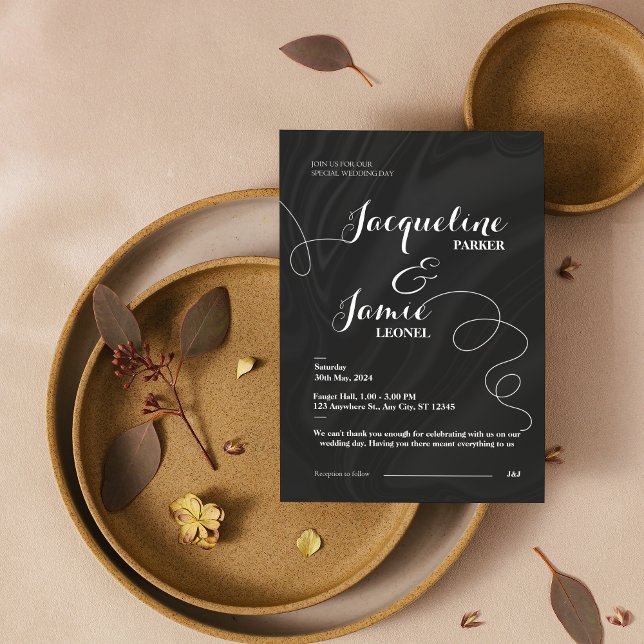 Invitación Black & White Elegant Minimalist Wedding  (Black & White Elegant Minimalist Wedding Invitation)