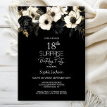 Invitación Black White Floral Surprise 18th Birthday Party<br><div class="desc">Esta invitación a los 18 años de color blanco y negro es una sorpresa floral y está diseñada para preparar el escenario para una celebración verdaderamente memorable. Las plantillas de texto de personalizable le permiten añadir con facilidad el nombre del invitado honrado, los detalles del fiesta secreto y el lugar...</div>