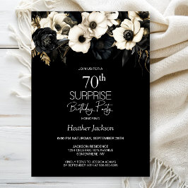Invitación Black White Floral Surprise Fiesta de Cumpleaños 7