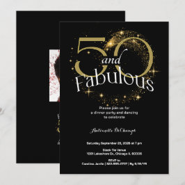 Invitación Black White Gold 50 y fabulosa fiesta de cumpleaño