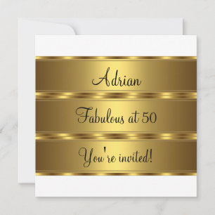 Invitación Black White & Gold Fabulous the Birthday Party 2
