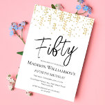 Invitación Black, White & Gold Fifty , 50 cumpleaños<br><div class="desc">Black & White Cincuenta Fiesta Mínima de 50 Años. Hay artículos de papelería y de fiesta disponibles en el lugar</div>