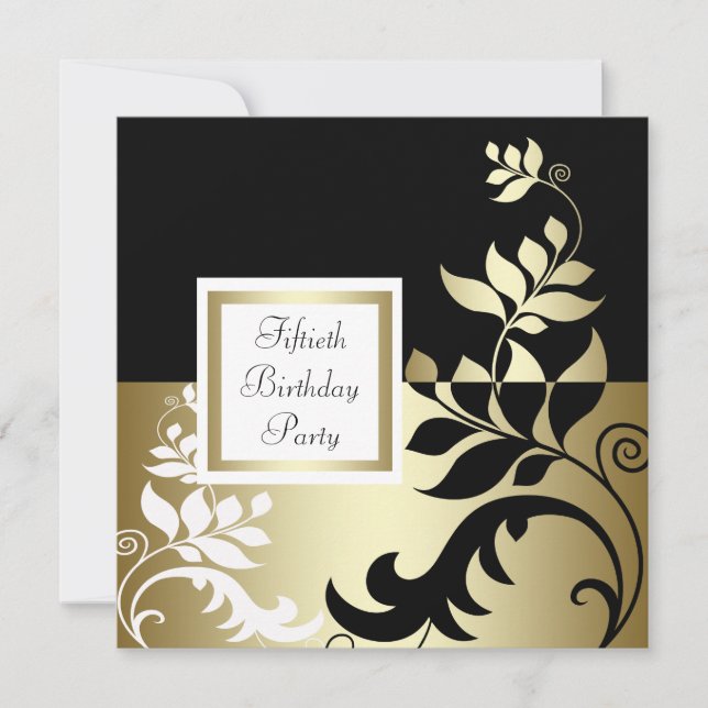 Invitación Black White Gold Womans Fiesta de cumpleaños númer (Anverso)