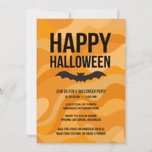 Invitación Black White Look Happy Halloween Rustic Bat