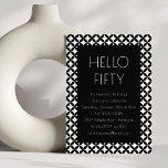 Invitación Black White Mid Century 50th Birthday Party<br><div class="desc">Invitación a la fiesta de cumpleaños 50 del siglo Moderno de los blancos negros a mediados del siglo XX</div>