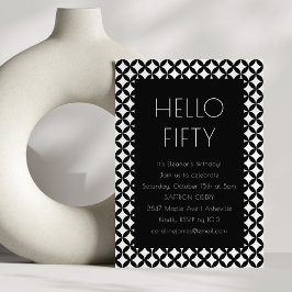 Invitación Black White Mid Century 50th Birthday Party