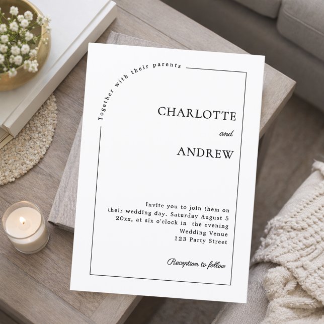 Invitación Black white modern minimalist wedding (Subido por el creador)