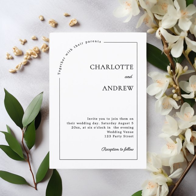 Invitación Black white modern minimalist wedding (Subido por el creador)
