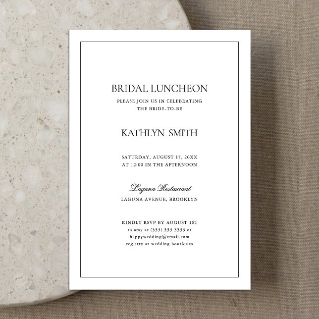 Invitación Black White Modern Simple Border Bridal Luncheon (Subido por el creador)