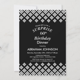 Invitación Black White Modern Surprise Cena de cumpleaños núm