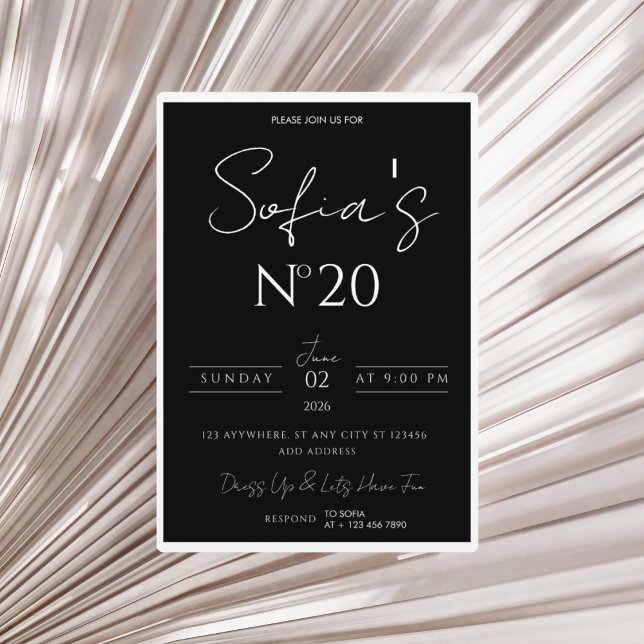 Invitación Black & White Old Money Birthday Invitation (Subido por el creador)