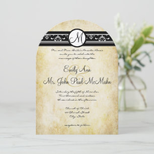 Invitación Black White Old Money Rustic Elegance Gold Boda