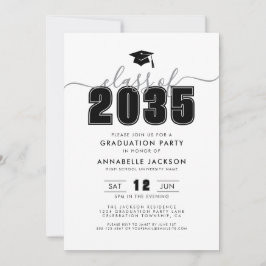 Invitación Black White Photo Graduation Party