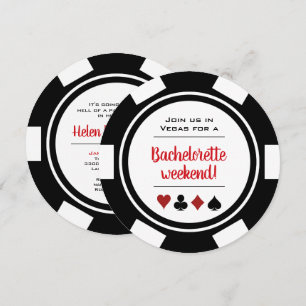 Invitación Black White Poker Chip Casino Bachelorette Party
