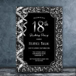 Invitación Black White Sequins 18th Birthday Party<br><div class="desc">Esta invitación a la secuencia negra es perfecta para una fiesta de cumpleaños número 18. Ofrece plantillas de texto fáciles de usar que hacen que personalizar la invitación sea una brisa. Puede elegir entre varios tipos de papel y estilos de esquina para agregar un toque único a sus invitaciones.</div>