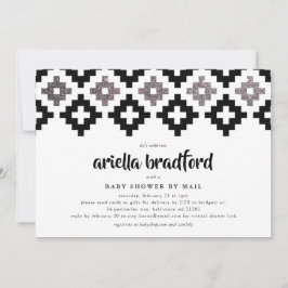 Invitación Black White Silver Boho Aztec Baby Shower