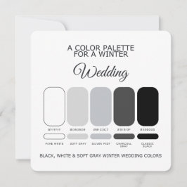 Invitación Black White Soft Gray Winter Wedding Palette Card