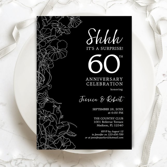 Invitación Black White Surprise 60° aniversario (Subido por el creador)