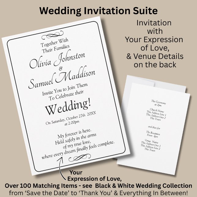 Invitación Black & White with Infinity Scroll Wedding Suite, (Subido por el creador)