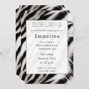 Invitación Black White Zebra Animal
