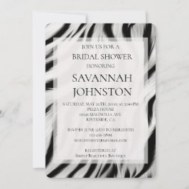 Invitación Black White Zebra Animal Print Bridal