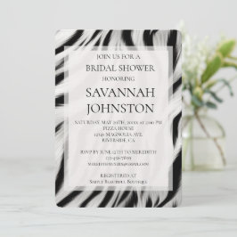 Invitación Black White Zebra Animal Print Bridal