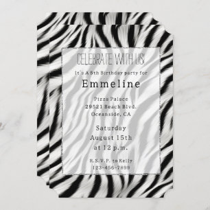 Invitación Black White Zebra Print Animal