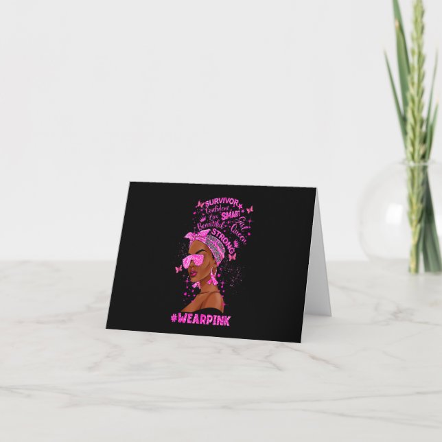 Invitación Black Women Melanin Queen Wear Pink Breast Cancer (Anverso)