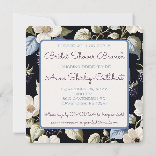 Invitación Blackberry Blooms Bridal Shower Garden Fiesta (Anverso)