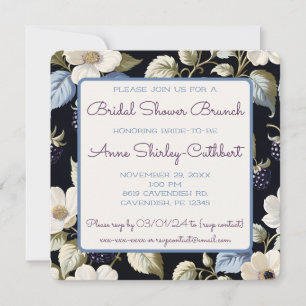 Invitación Blackberry Blooms Bridal Shower Garden Fiesta