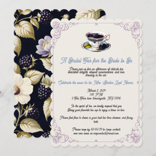 Invitación Blackberry Blooms Bridal Shower Tea Fiesta