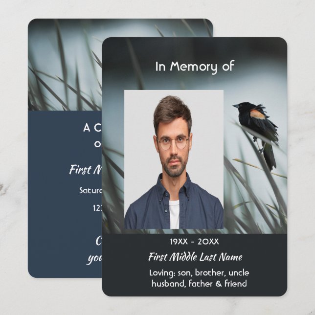 Invitación Blackbird de ala roja para la celebración del serv (Anverso / Reverso)