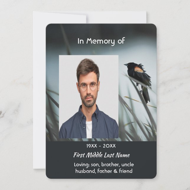 Invitación Blackbird de ala roja para la celebración del serv (Anverso)